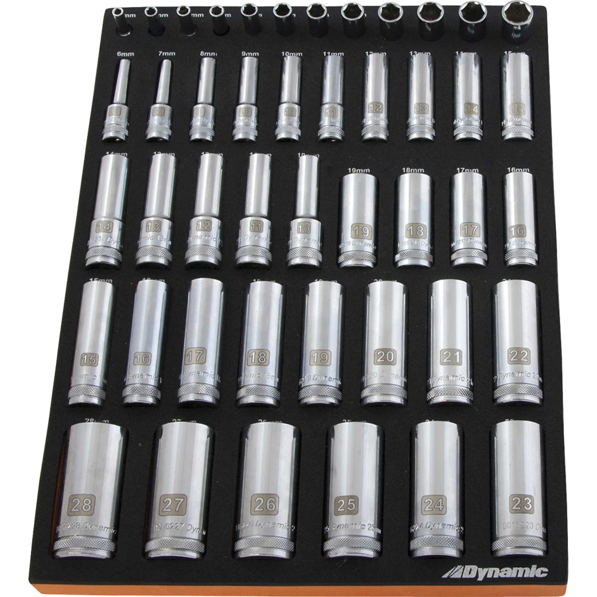 Dynamic Tools, 1/4”, 3/8in., 1/2” Drive Metric Deep Socket Set, Pieces (qty.) 46 Model# D096001-FT6T